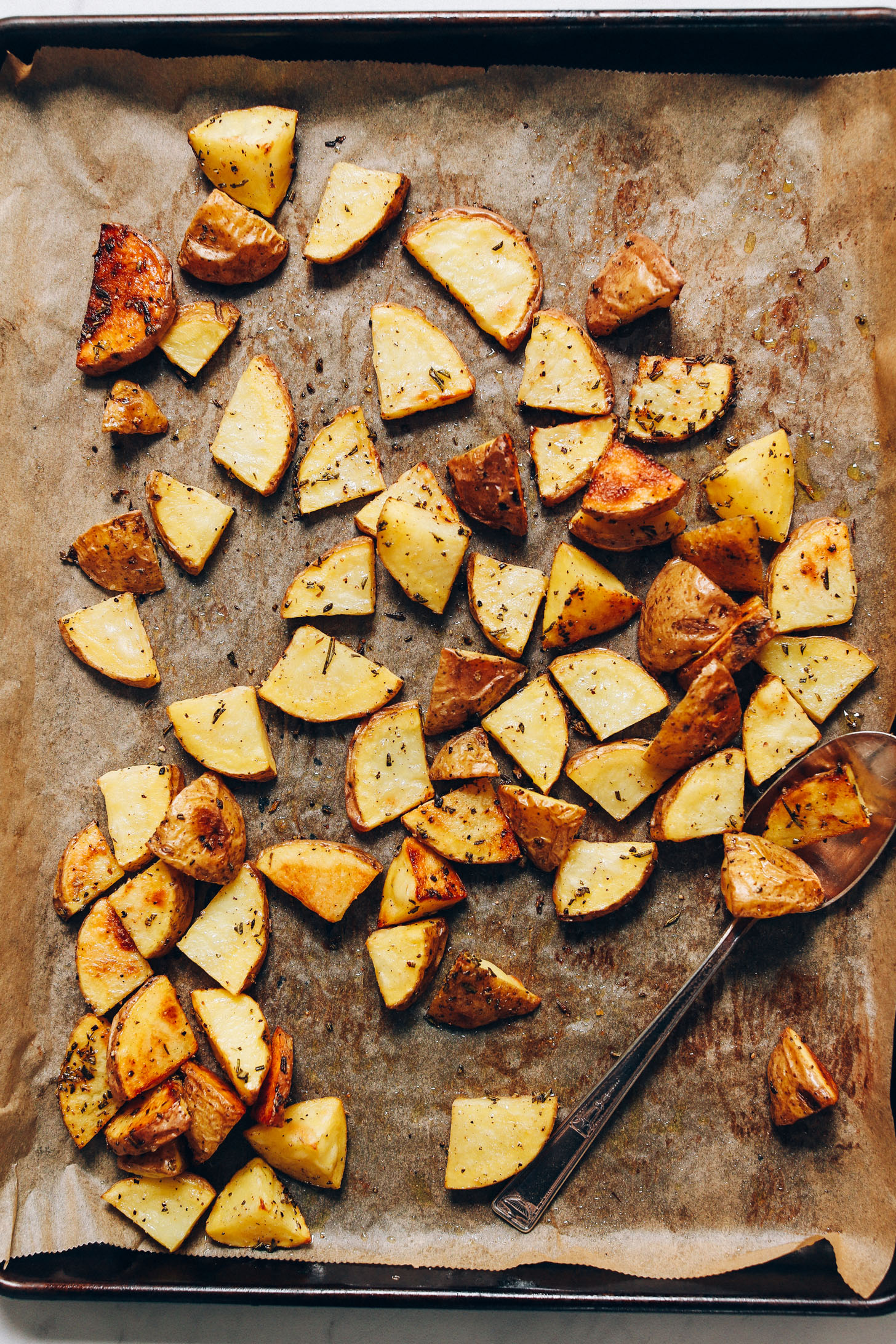 Baking sheet of Perfect Roasted Potatoes